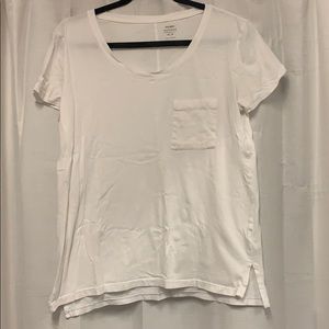 Plain White Boyfriend T-shirt with Front Pocket